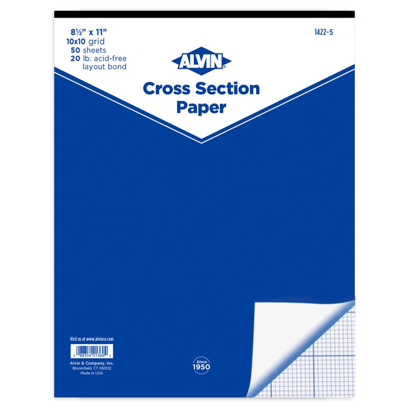 ALVIN Cross Section Graph Paper Pad 8.5" x 11" Model 1422-5 Versatile Drafting and Architecture Paper Acid-Free 10 x 10 Inches Grid - 50-Sheet, 8.5 x 11 Inches - Image 1